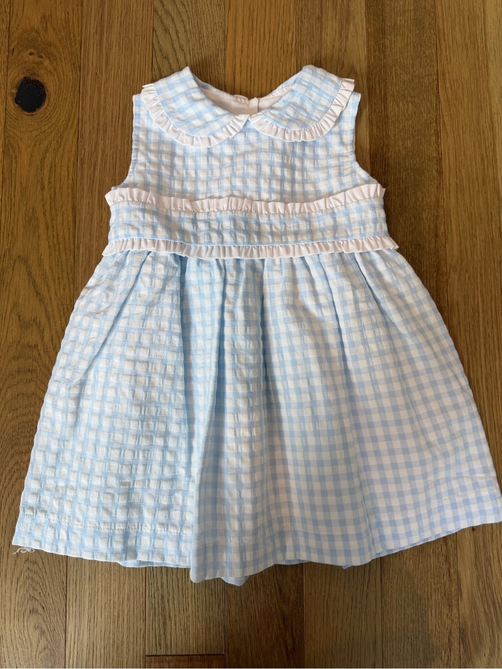 💙 Sal & Pimenta Girls Blue Gingham Seersucker Dress 2T NWT